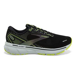 Brooks Ghost 14 Mens Road Running Shoes Black/Yellow/Grey | USA-TQD748096